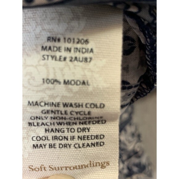 🌻2 for $20🌻Soft Surroundings Shirt Woman 1X Blue Floral Paisley Hi-Lo Button Up - Picture 5 of 7